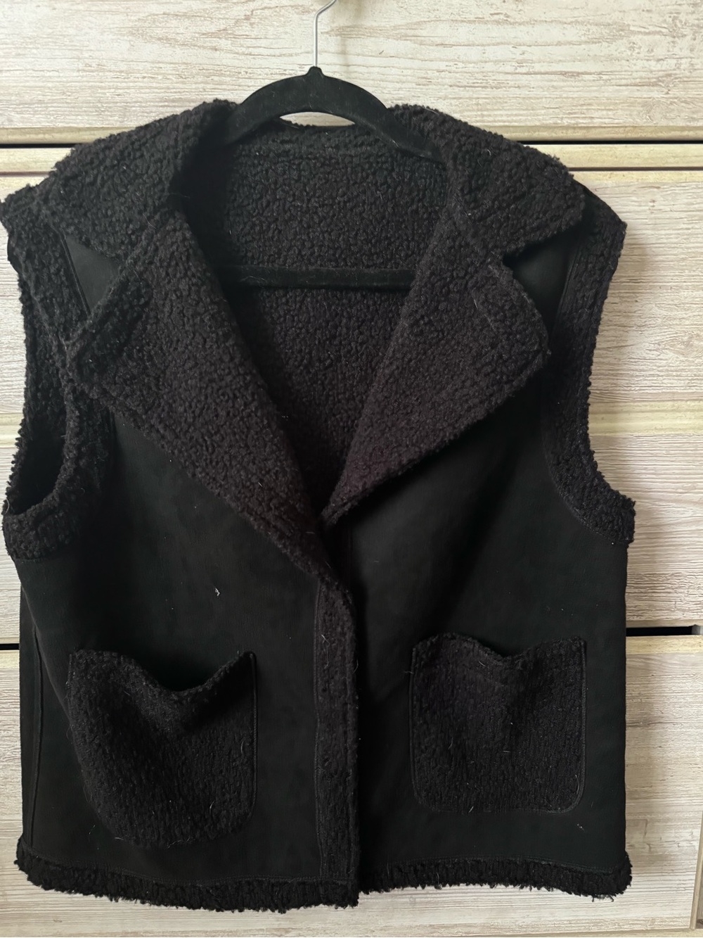 Black Sherpa-Lined Vest